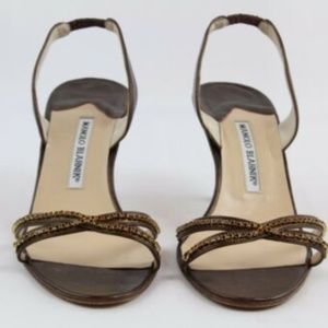 Manolo Blahnik Brown Sling Back Heels Size 9